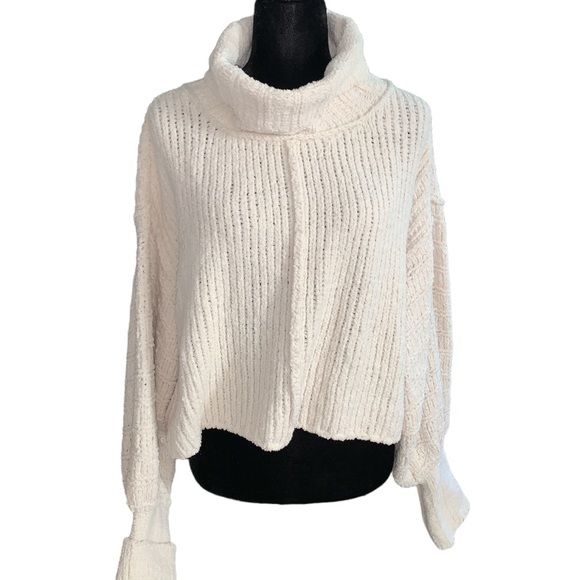 🆕Free People Cowl-Neck Knit Sweater in Vanilla Bean - Picture 2 of 8